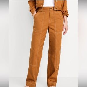 High Waisted Utility Pants Satin Moss